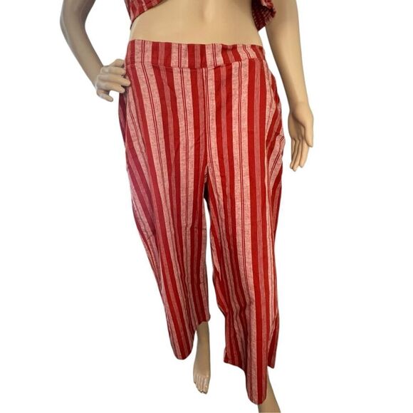 Arizona Jean Company Red Striped Stretchy Two Piece Set With Crop Top - Picture 4 of 6